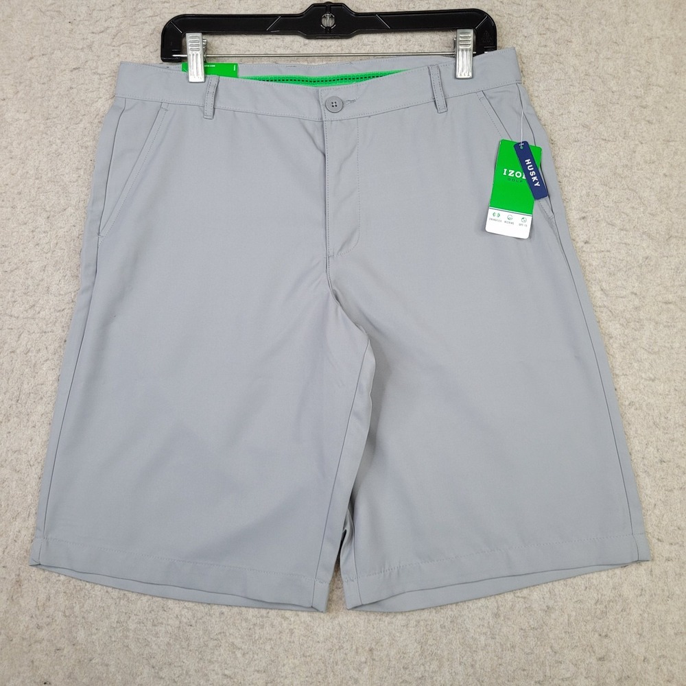 IZOD Golf Boy Shorts Size 20 Husky Gray Flat Front Straight‎ Fit Performance NEW